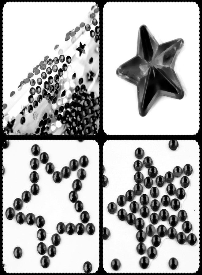 Jacnkb 3Sheets Star Gem Stickers Jewels for Crafts, Face Makeup - Self Adhesive Rhinestone Jewel Stickers, Stick on Gems Rhinestones for Crafts, Craft Supplies for Kids (16.Black Star) - Image 4